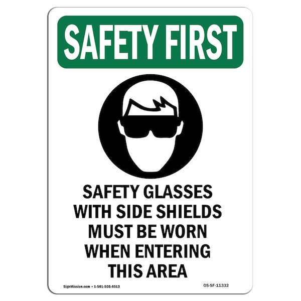OSHA Sign, Glasses W/, 5in X 3.5in, 10PK, 3.5" W, 5" H, Portrait, PK10, OS-SF-D-35-V-11332-10PK